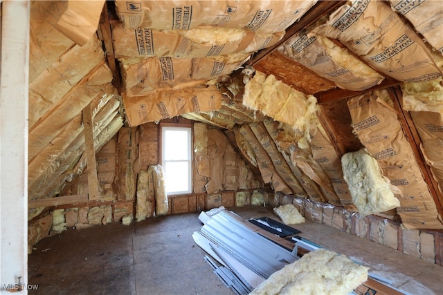 view of unfinished attic