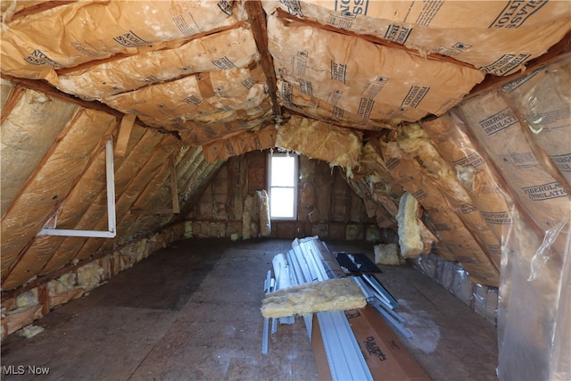 view of unfinished attic