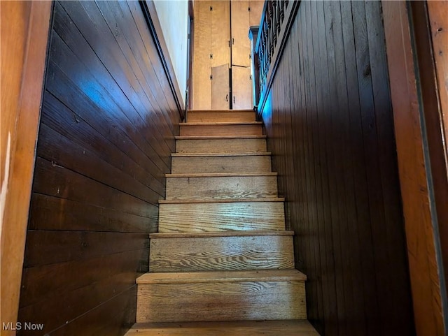 10206 Gillespie Run Rd, Petroleum, WV 26161 - staircase with wooden walls