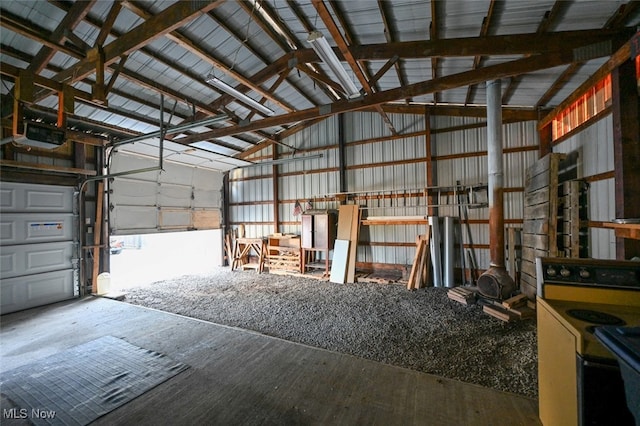 garage with a garage door opener