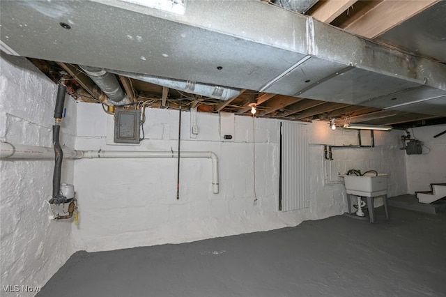 basement with sink