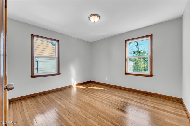 empty room with light wood-type flooring