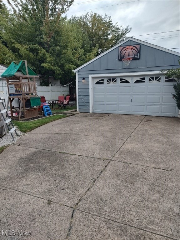 view of garage