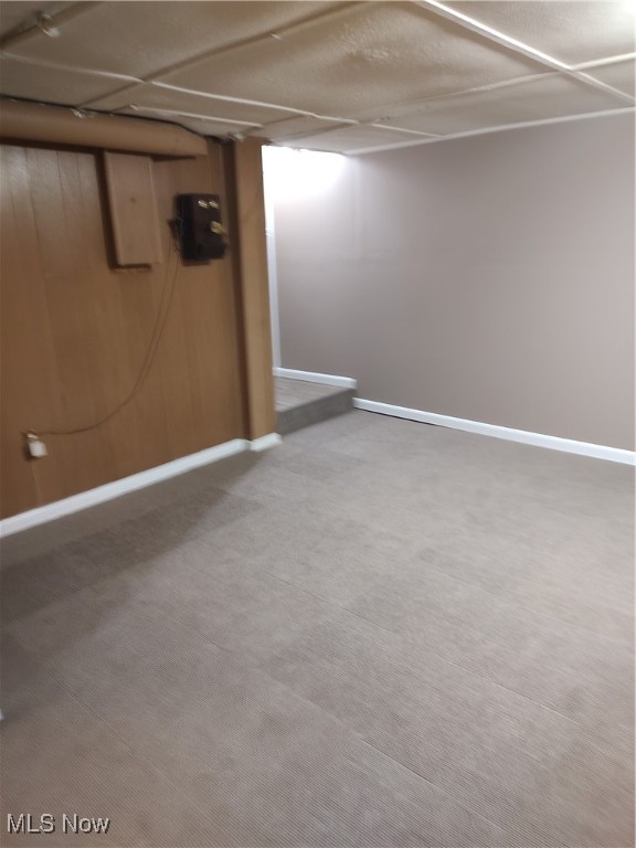 basement with carpet floors