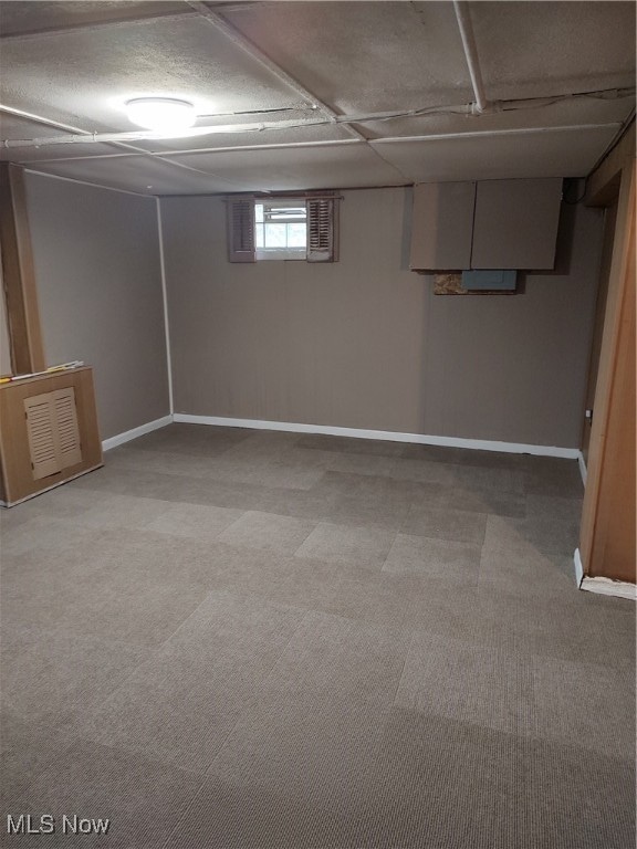 basement featuring carpet floors