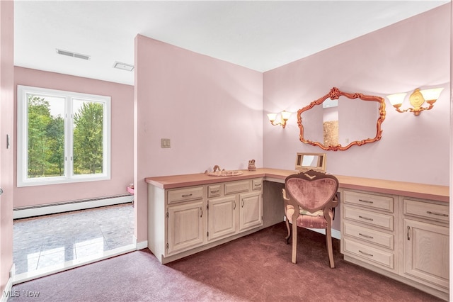 bathroom with vanity and a baseboard heating unit