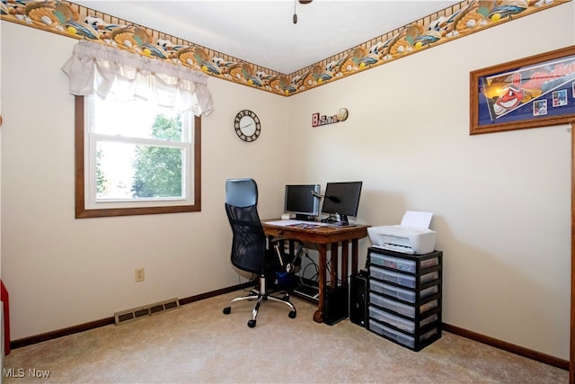 office area featuring carpet floors