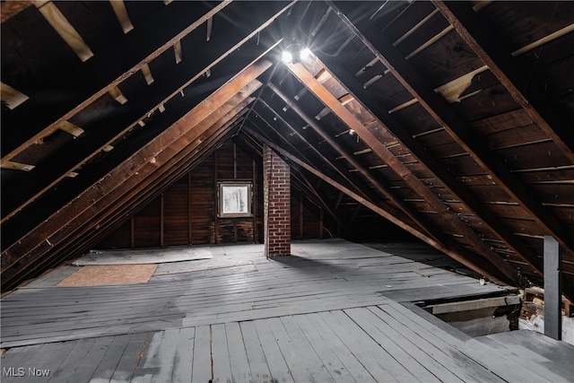 view of unfinished attic