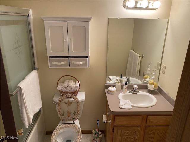 4865 Kathryn Dr, Geneva, OH 44041 - full bathroom featuring vanity, toilet, and combined bath / shower with glass door