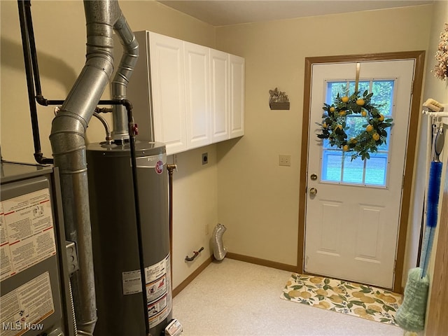 4865 Kathryn Dr, Geneva, OH 44041 - washroom featuring cabinets and gas water heater