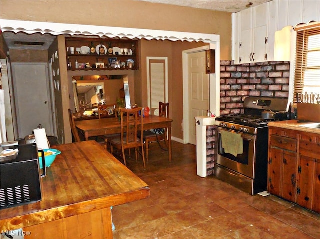 kitchen with stainless steel gas stove