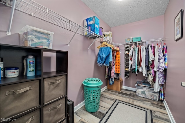 spacious closet featuring light wood-type flooring