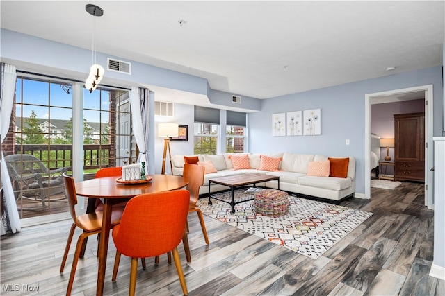 living room with wood-type flooring