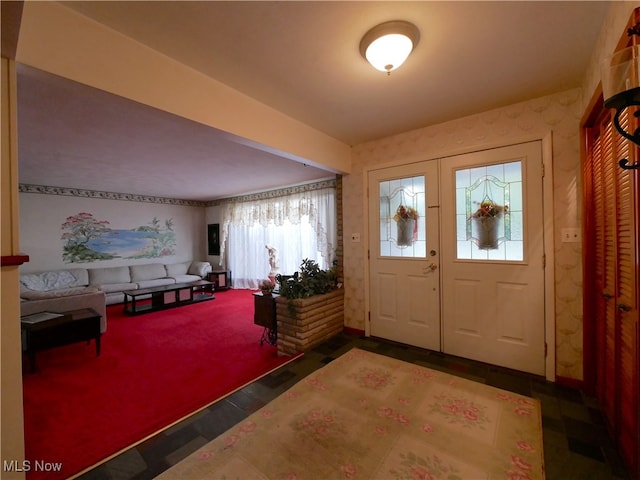 foyer with dark wood-type flooring