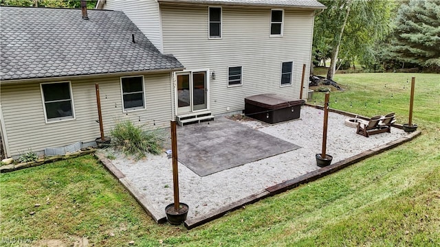 exterior space featuring a yard and a patio area