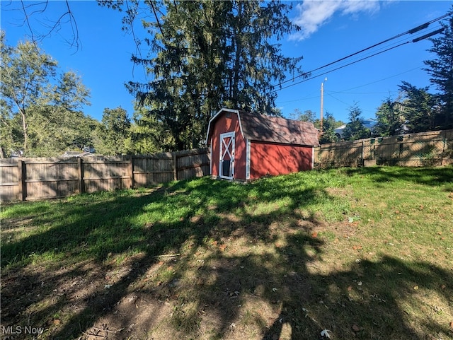 view of yard featuring a storage unit