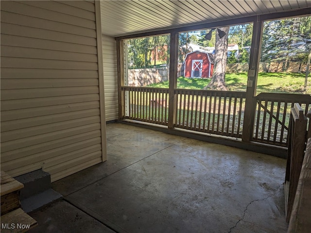 view of unfurnished sunroom