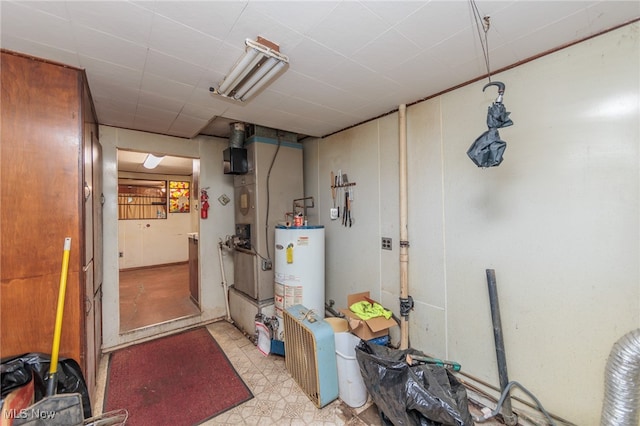 basement with gas water heater