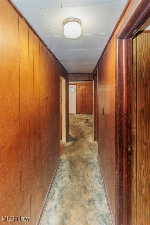 corridor with wooden walls