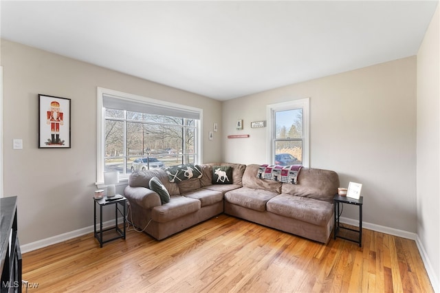 living room featuring light hardwood / wood-style flooring