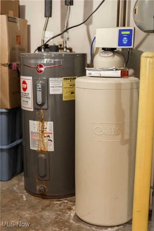 utility room featuring water heater