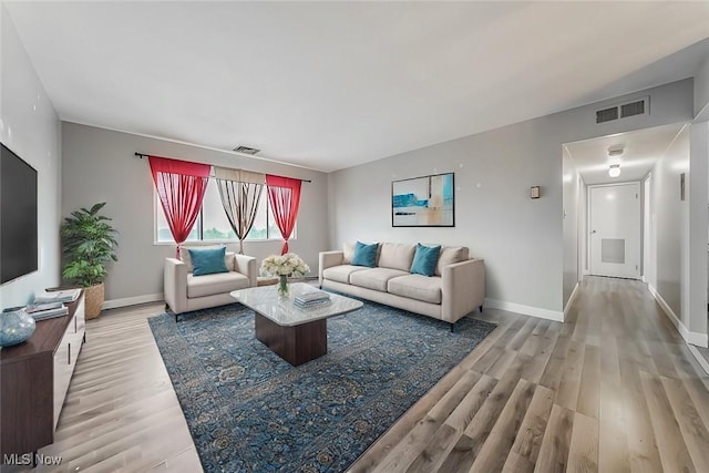 living room featuring light hardwood / wood-style floors