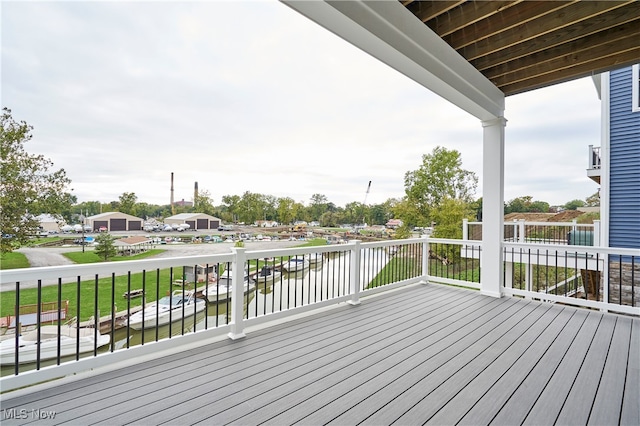 deck with a water view