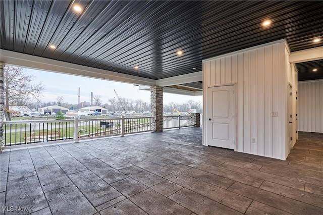 view of patio / terrace with a water view