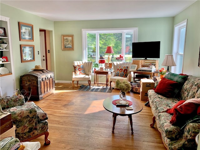 living room with light wood-type flooring