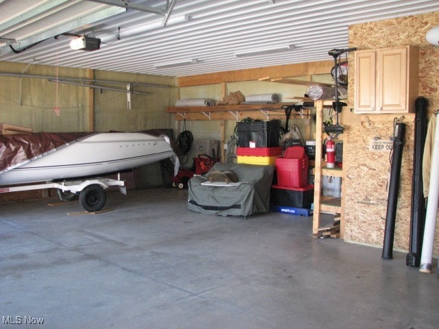 garage with a garage door opener