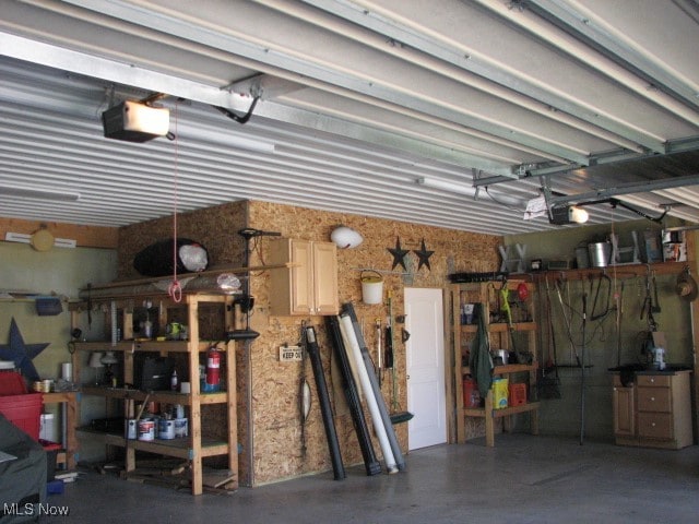 garage with a garage door opener