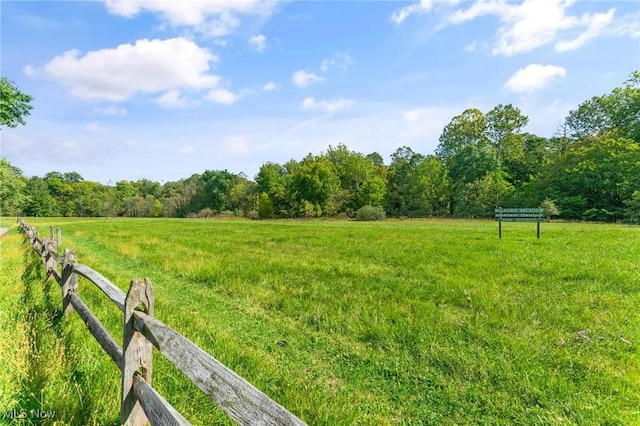 view of yard with a rural view