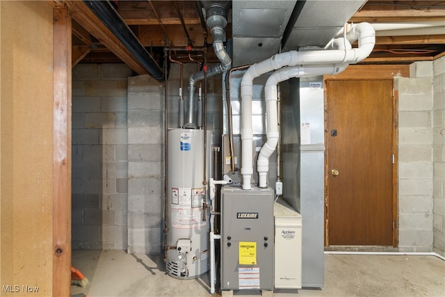 utilities featuring water heater and heating unit