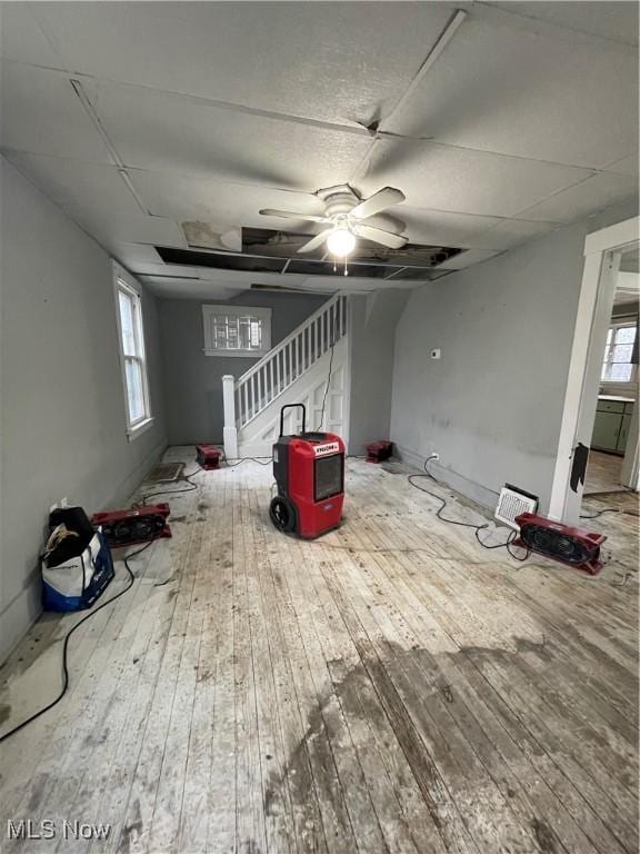 interior space featuring hardwood / wood-style flooring and ceiling fan