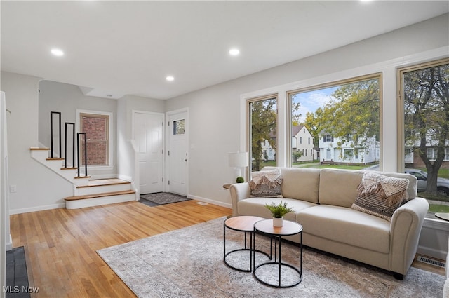 living room featuring hardwood / wood-style flooring