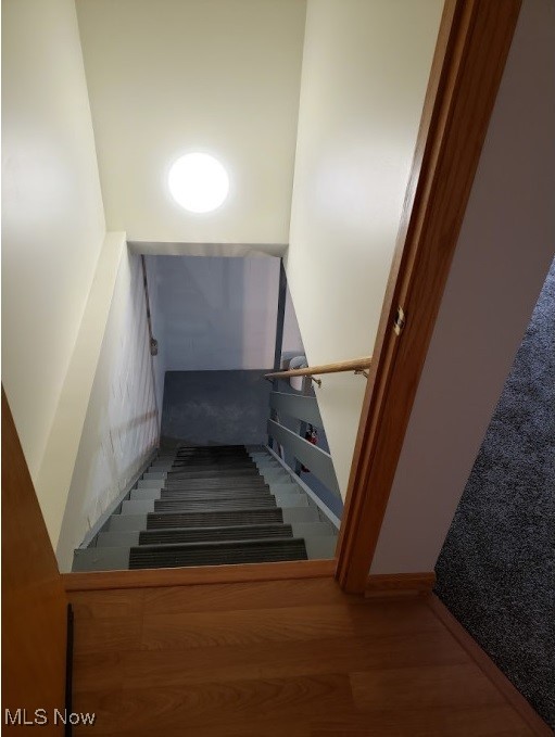 stairs with wood-type flooring