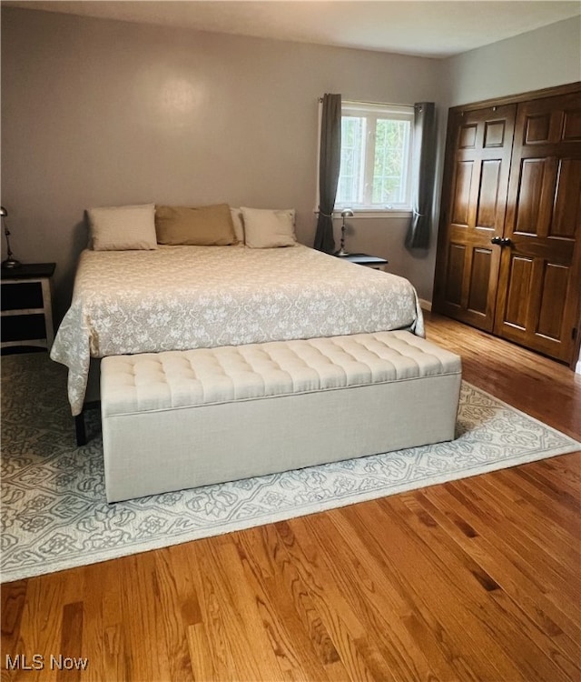 bedroom featuring a closet and hardwood / wood-style floors