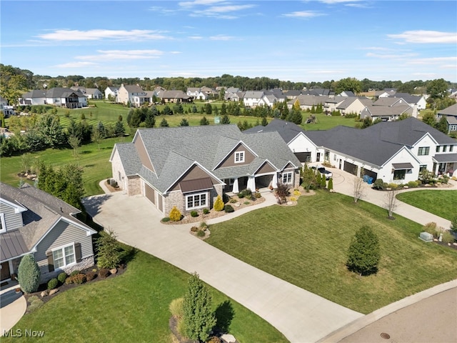 birds eye view of property with a residential view