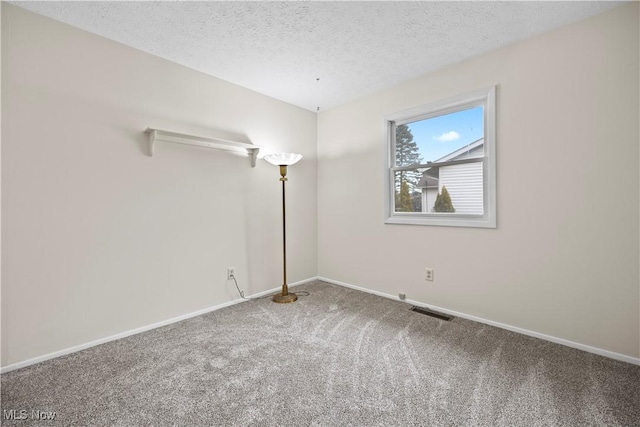 spare room with carpet and a textured ceiling