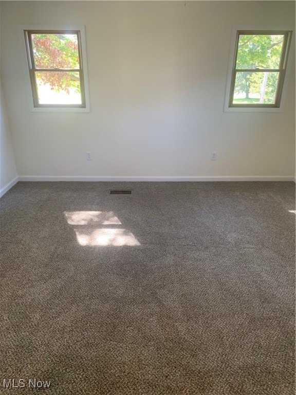 carpeted spare room featuring a wealth of natural light