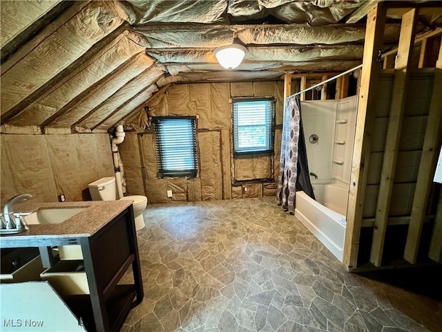 unfinished attic featuring sink