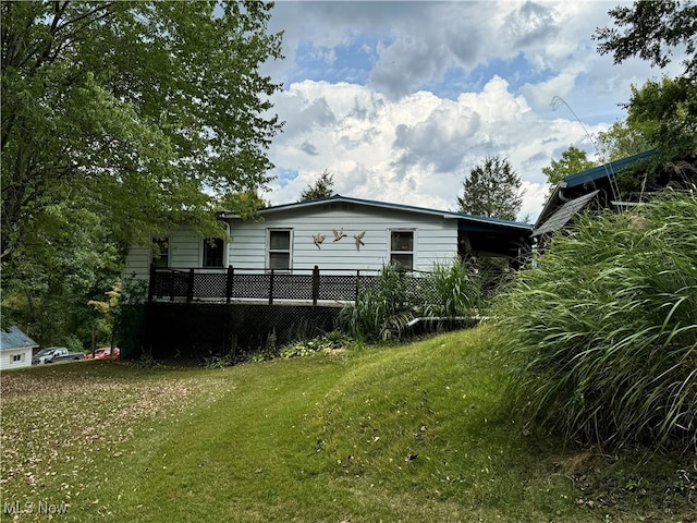 back of house featuring a lawn