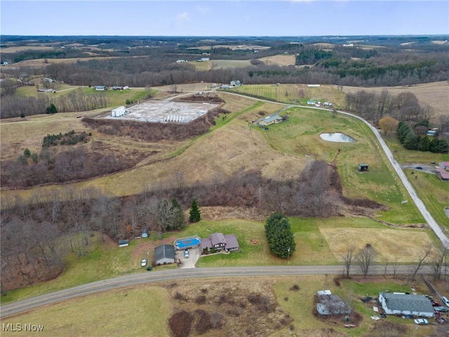 drone / aerial view with a rural view