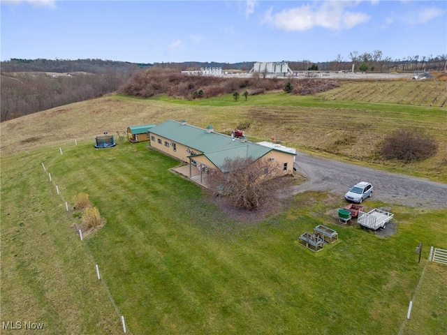 aerial view featuring a rural view