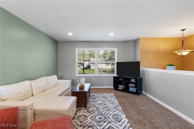 living room featuring carpet