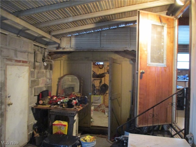 interior space with a workshop area