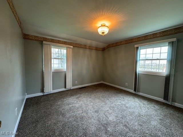 carpeted spare room featuring a healthy amount of sunlight