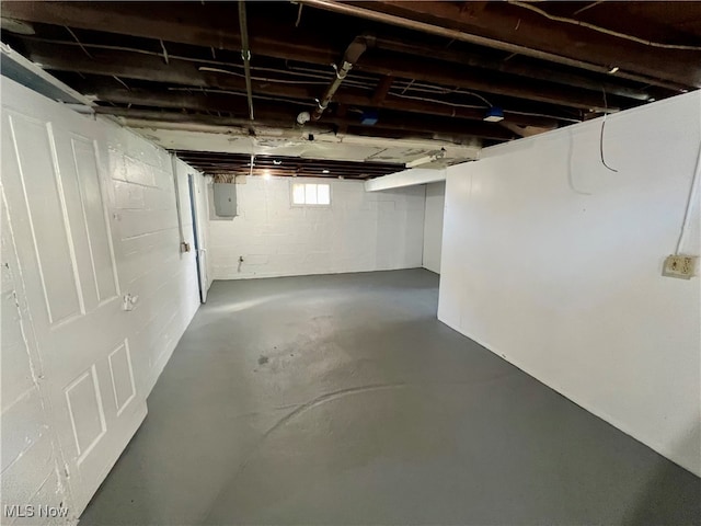 basement with electric panel