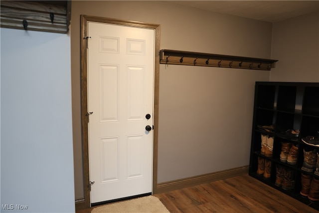 entryway with dark wood-type flooring