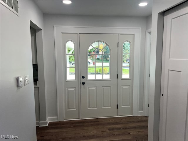 entrance foyer with dark wood-type flooring